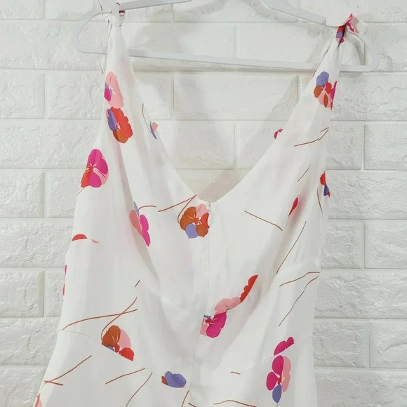 New Lewitt Women's Dress Sleeveless V-Neck Floral Print White Size 14 - Picture 4 of 8